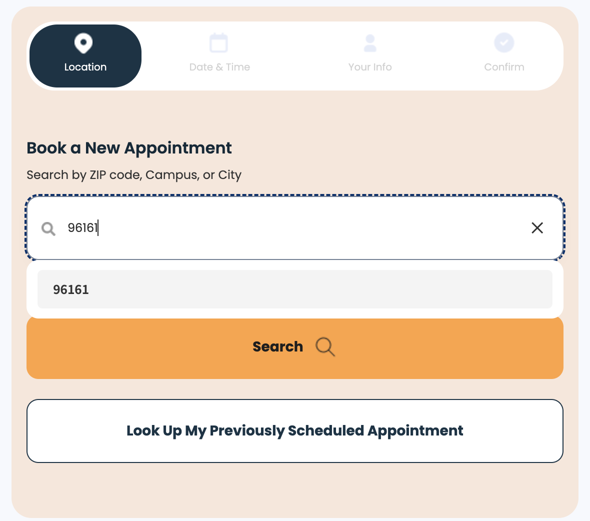 Search by zip code client help center