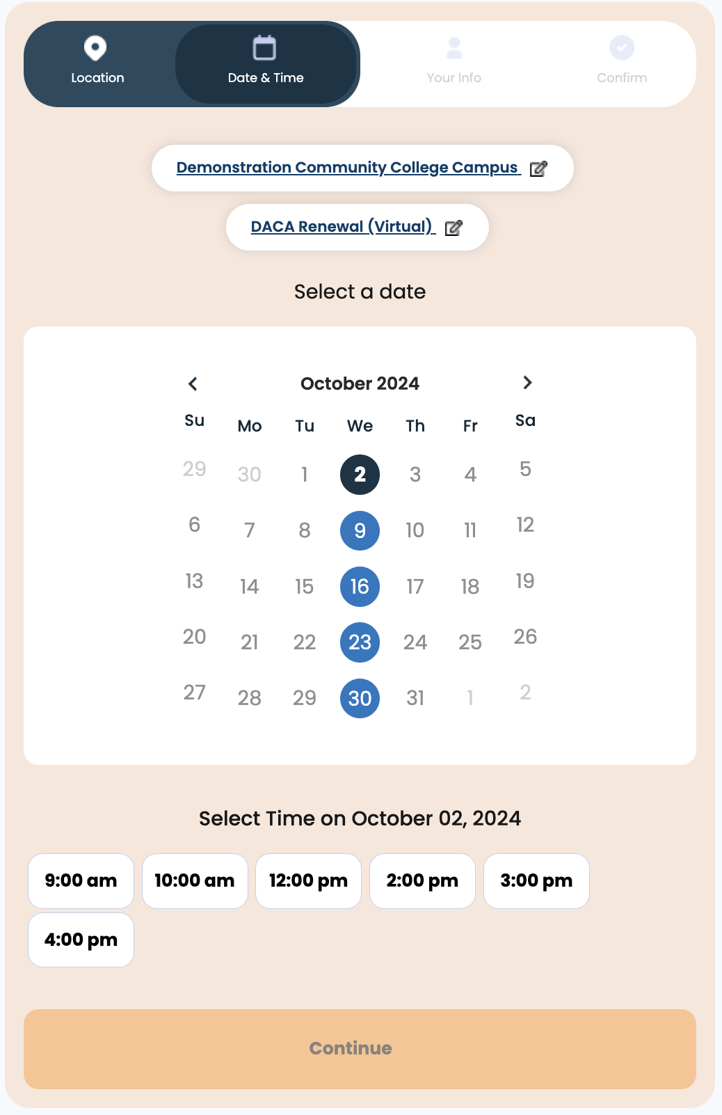 Select a Date and Time